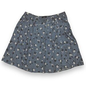Talbots women’s petite plus size blue white floral pleated skirt button